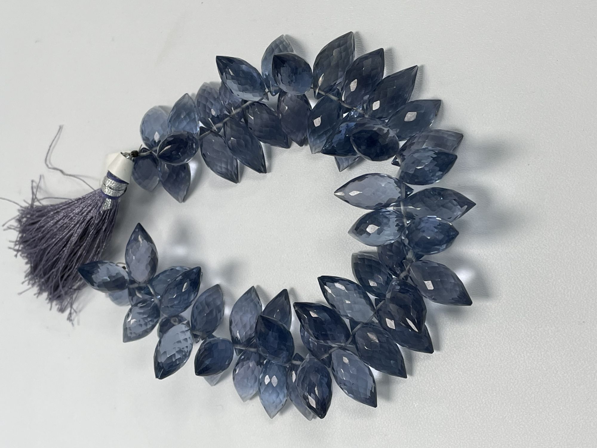 Grey Hydro Quartz Puff Marquise Faceted