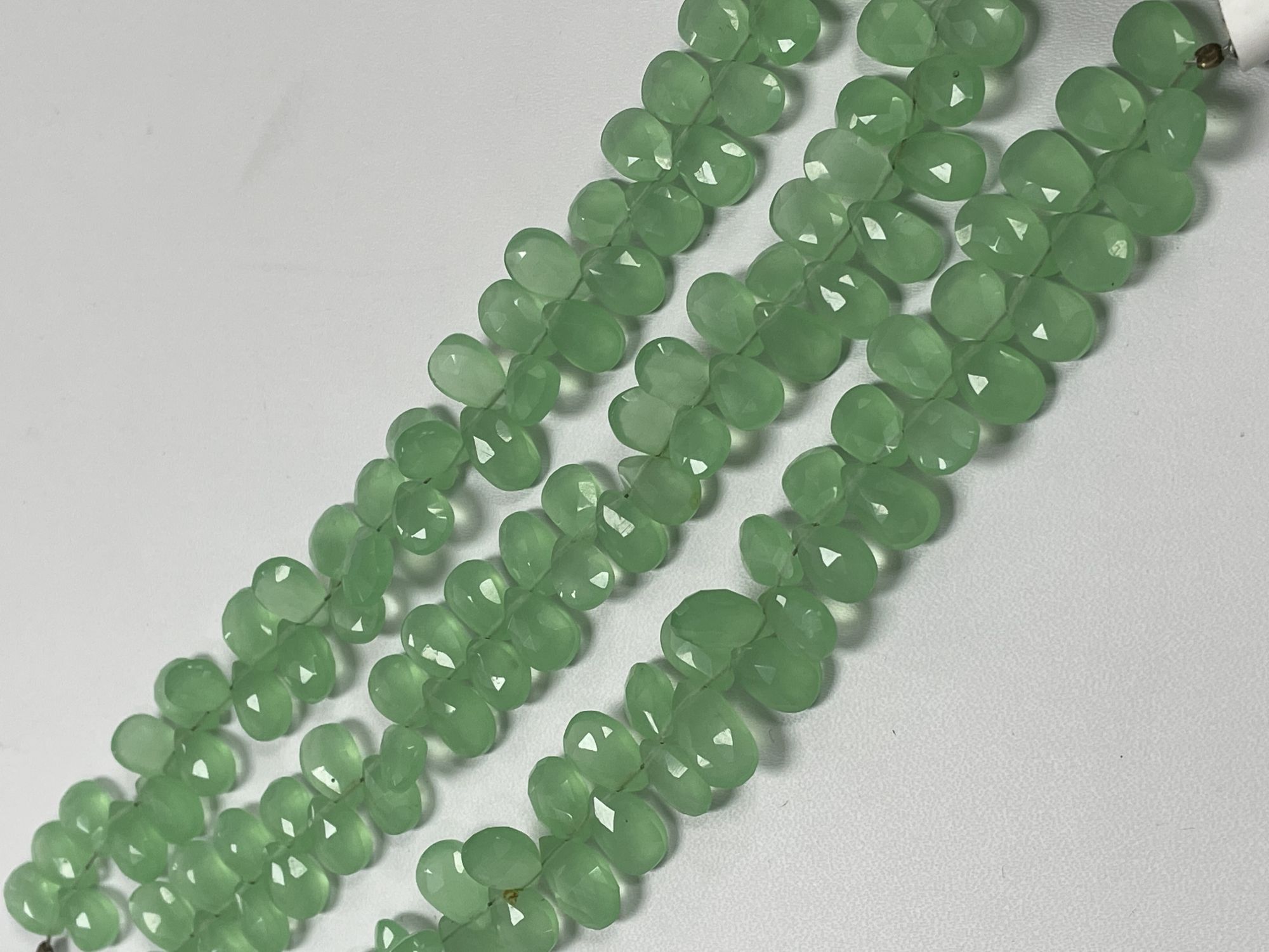 Green Chalcedony Pear Faceted
