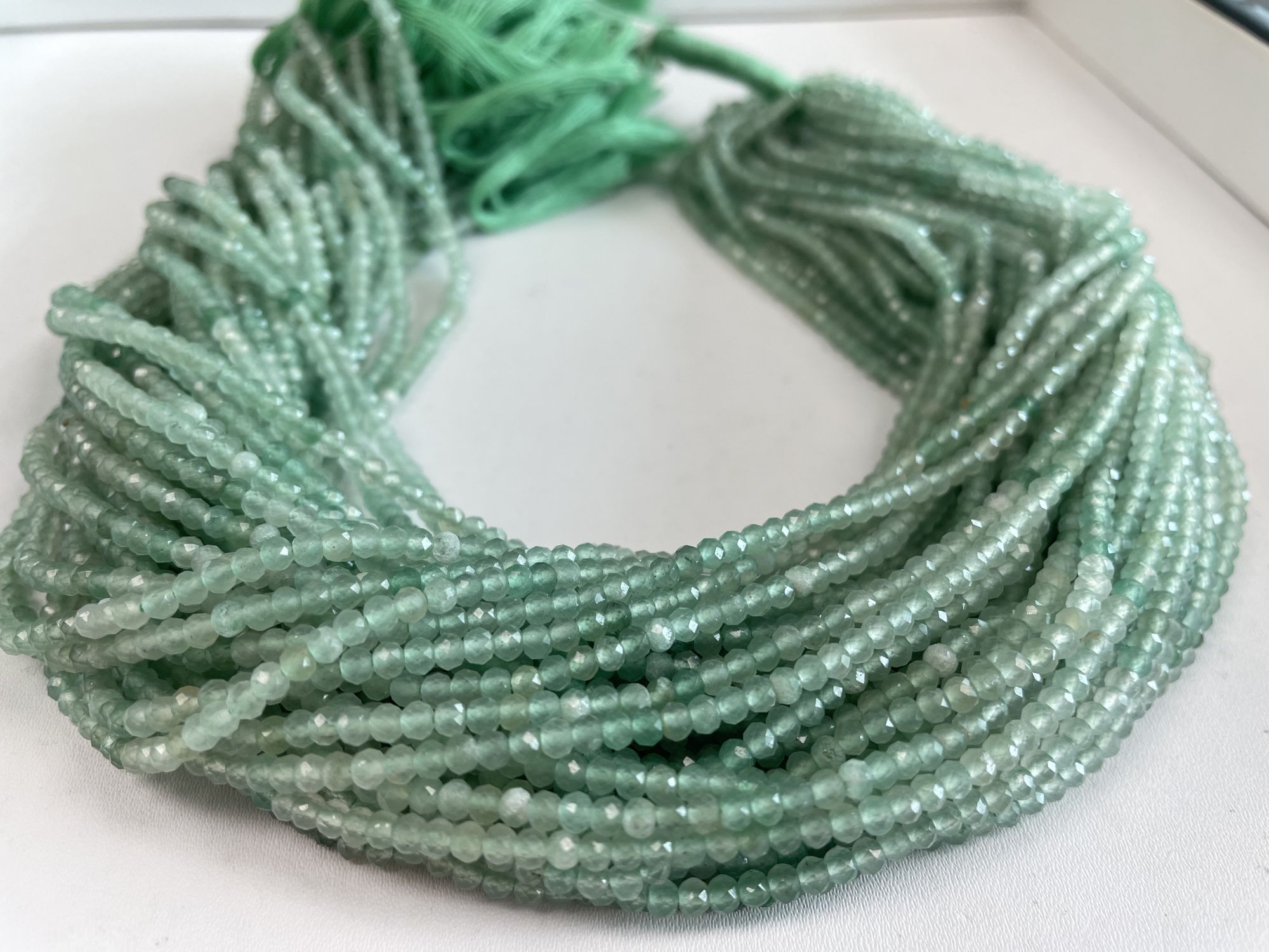 Shaded Green Strawberry Quartz Rondelle Faceted