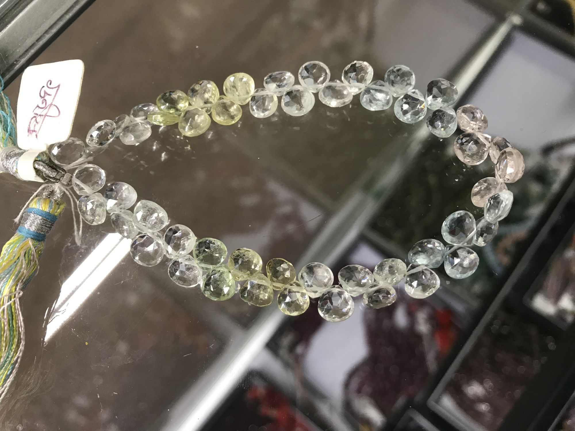 Multi Aquamarine Hearts Faceted