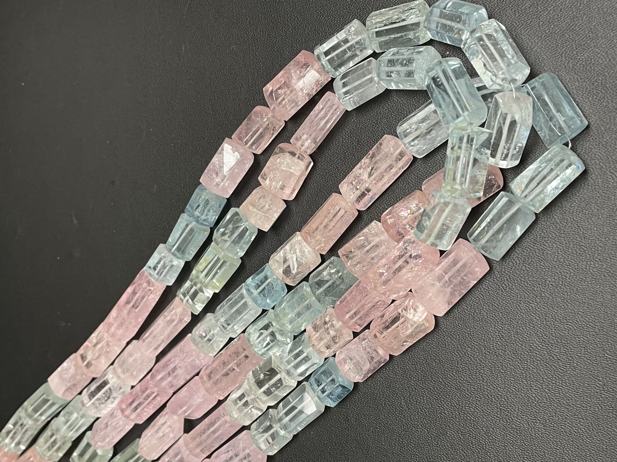 Multi Aquamarine Tube Faceted