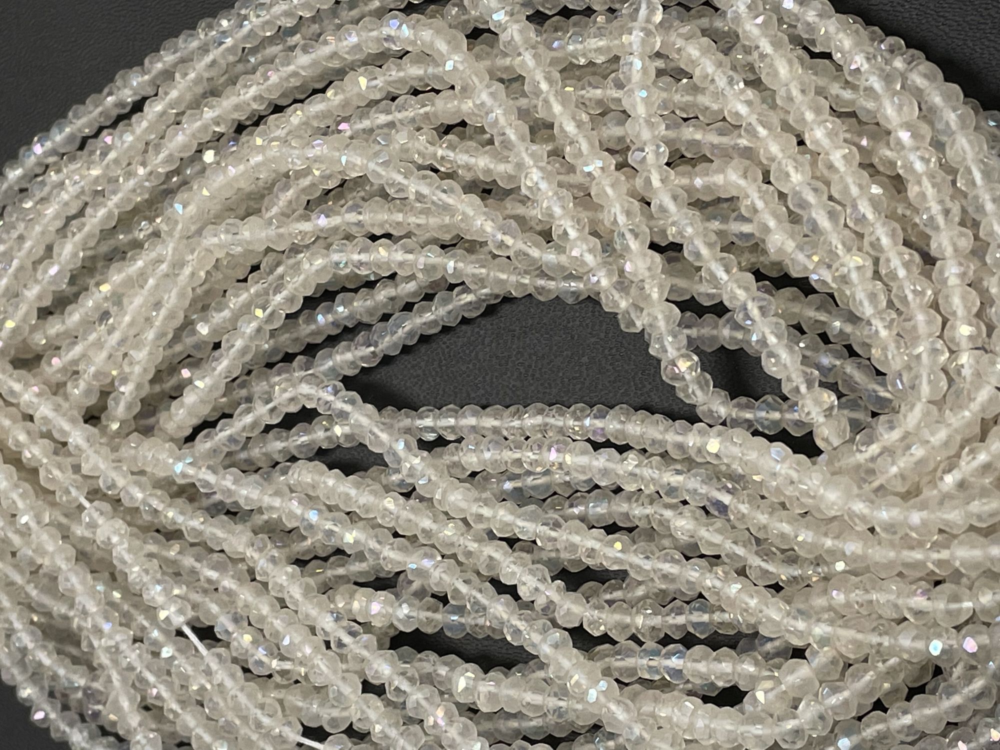 Coated Crystal Quartz Rondelle Faceted