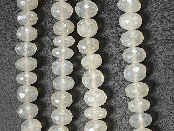 Coated Pearl White Chalcedony Rondelle Faceted