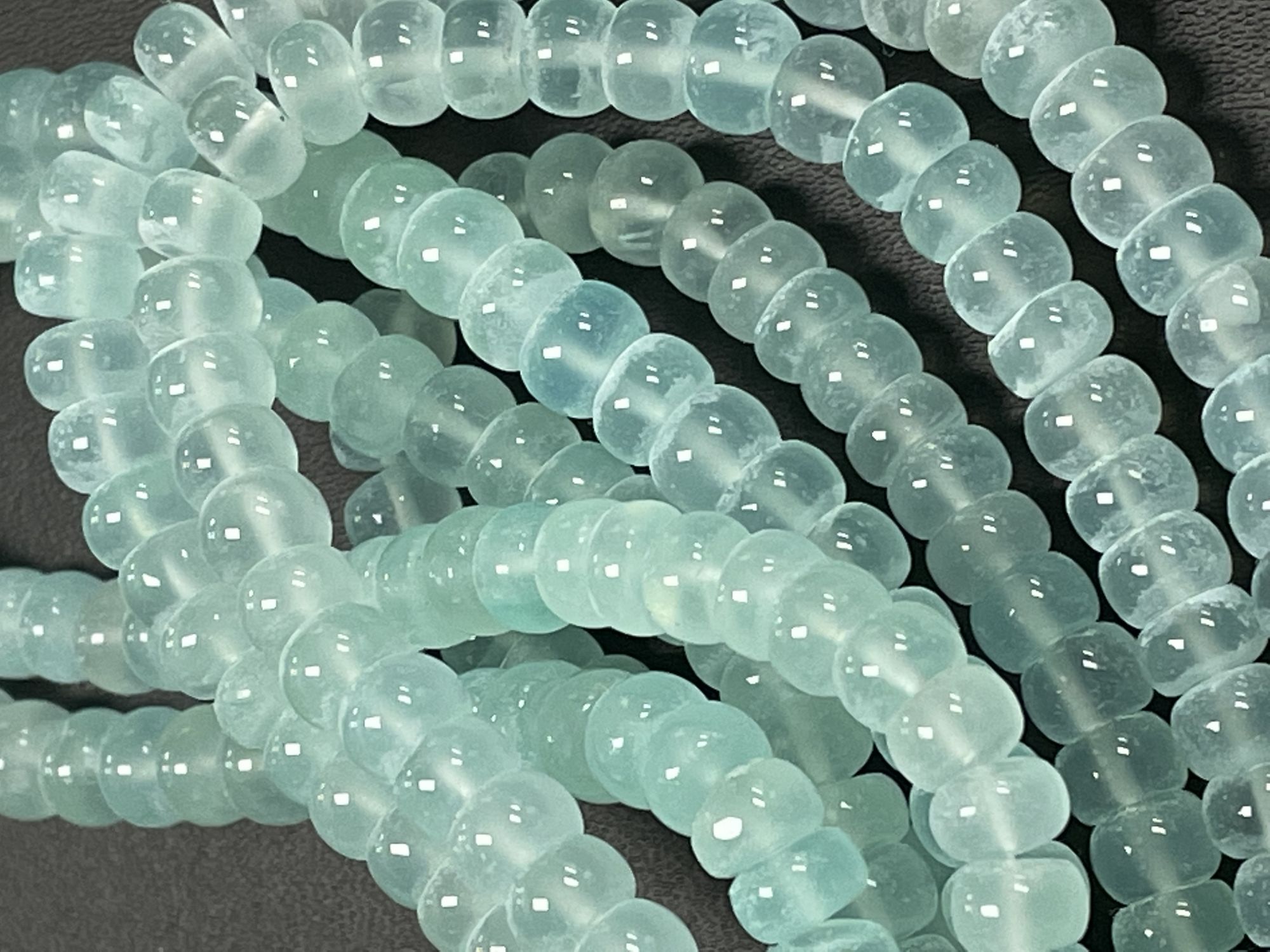 Aqua Chalcedony Rondelle Smooth