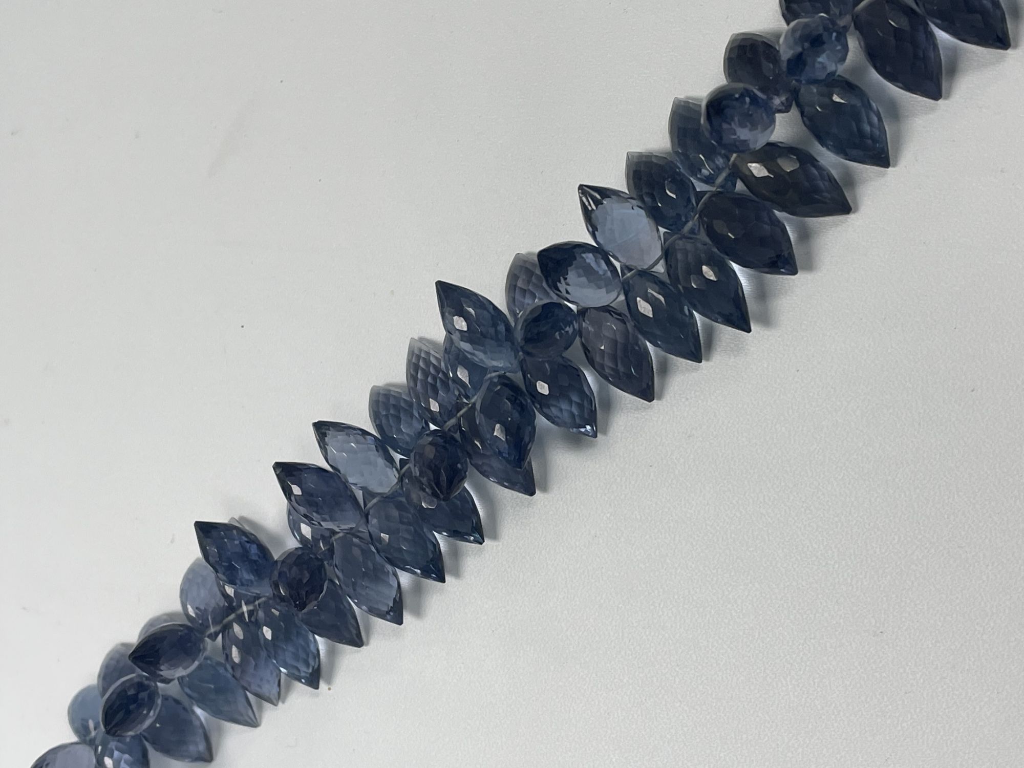 Grey Hydro Quartz Puff Marquise Faceted