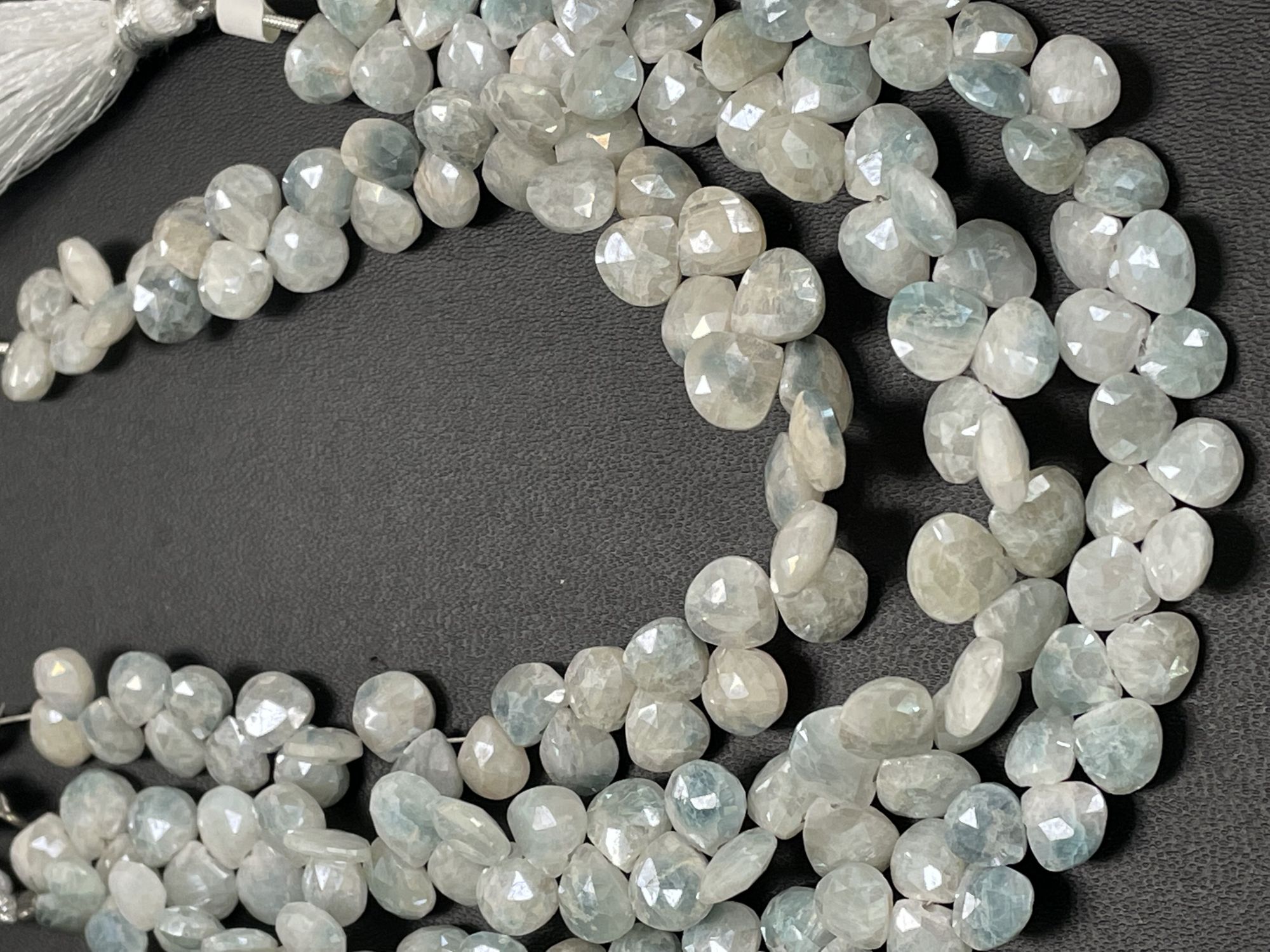 Blue White Silverite Heart Faceted