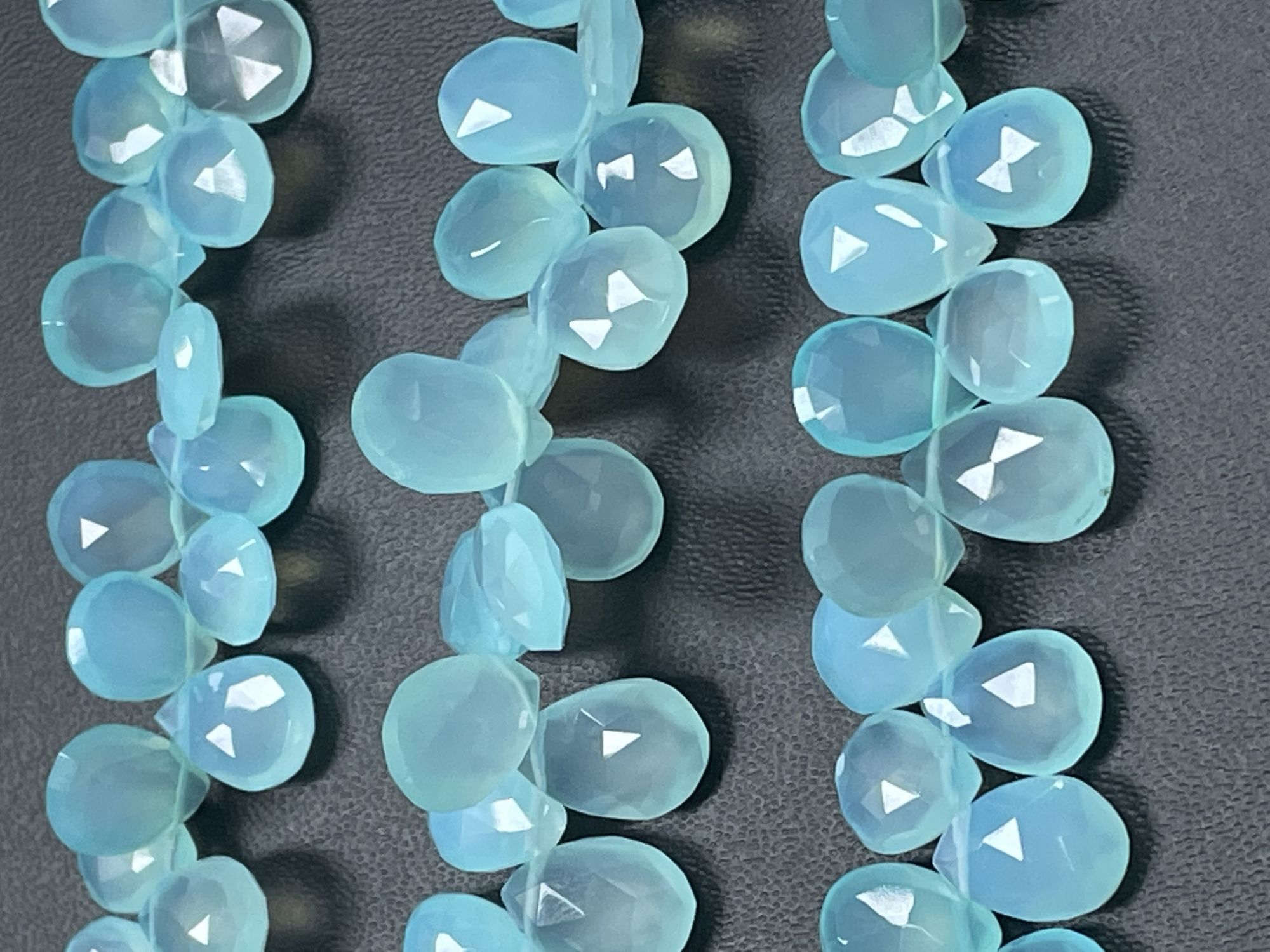 Aqua Chalcedony Pear Faceted