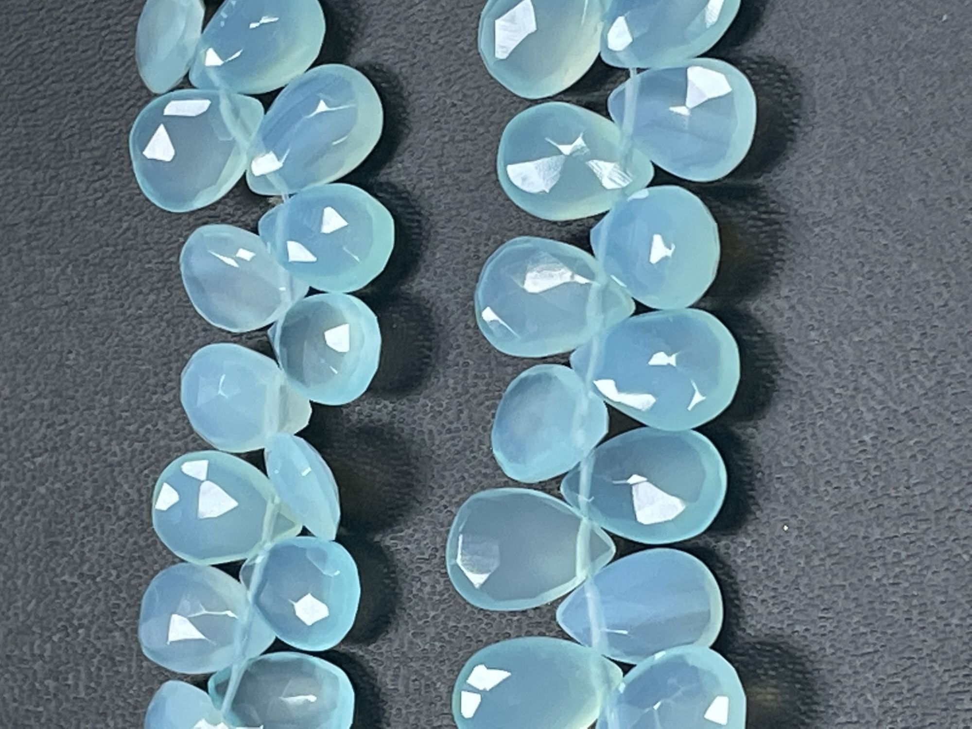 Aqua Chalcedony Pear Faceted