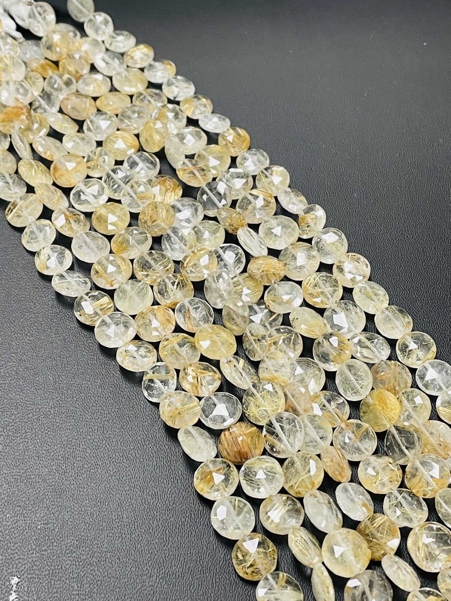 Golden Rutilated Quartz Coin Faceted