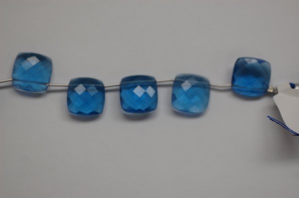 Dark Blue Hydro Quartz Cushion Checker Board Cut