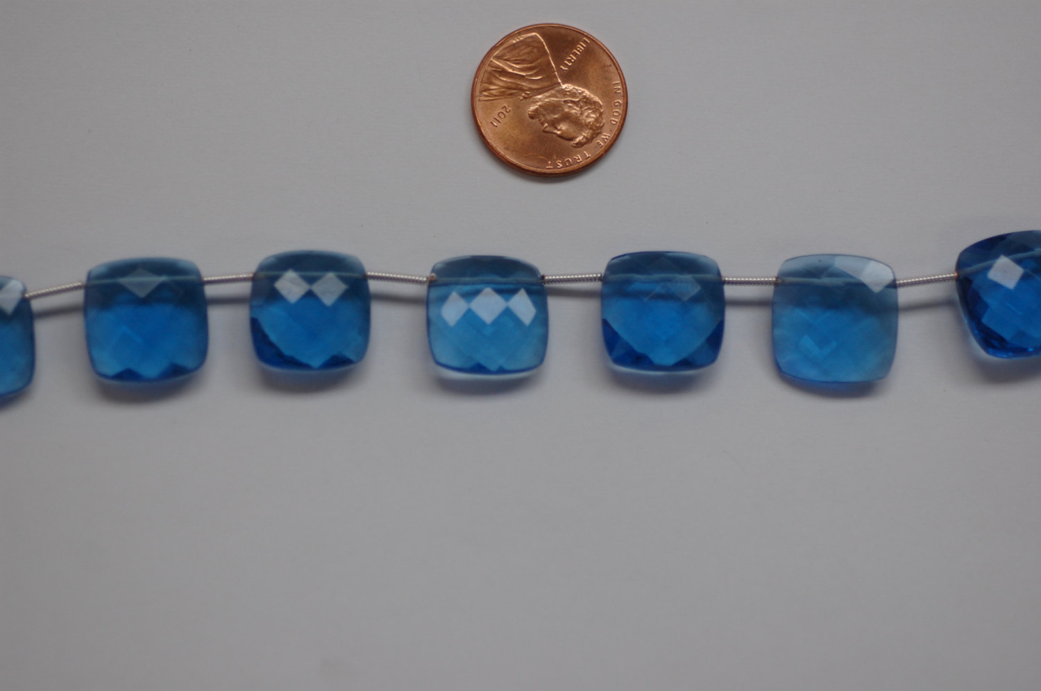 Dark Blue Hydro Quartz Cushion Checker Board Cut
