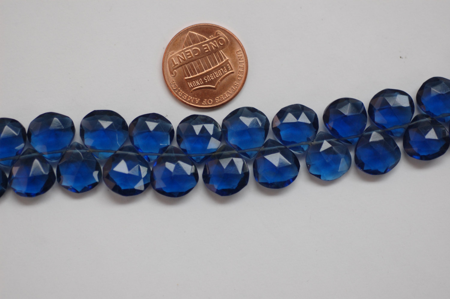Dark Blue Hydro Quartz Hearts Faceted