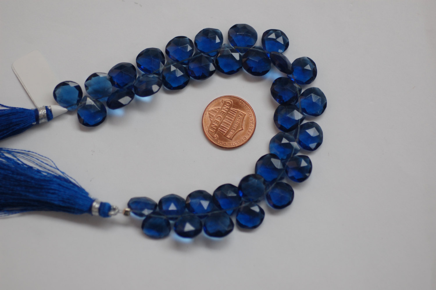 Dark Blue Hydro Quartz Hearts Faceted