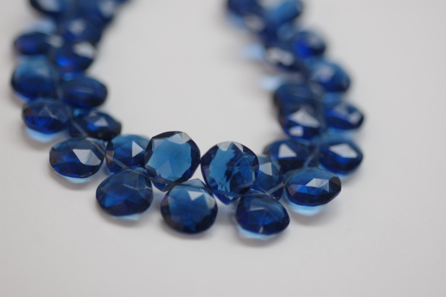 Dark Blue Hydro Quartz Hearts Faceted