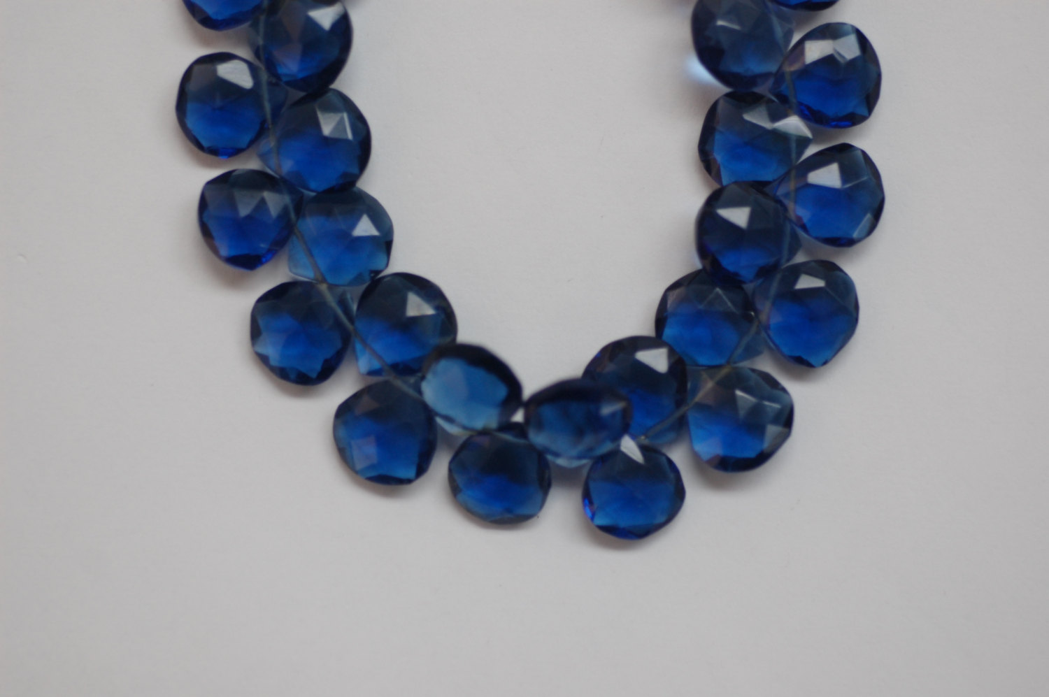 Dark Blue Hydro Quartz Hearts Faceted