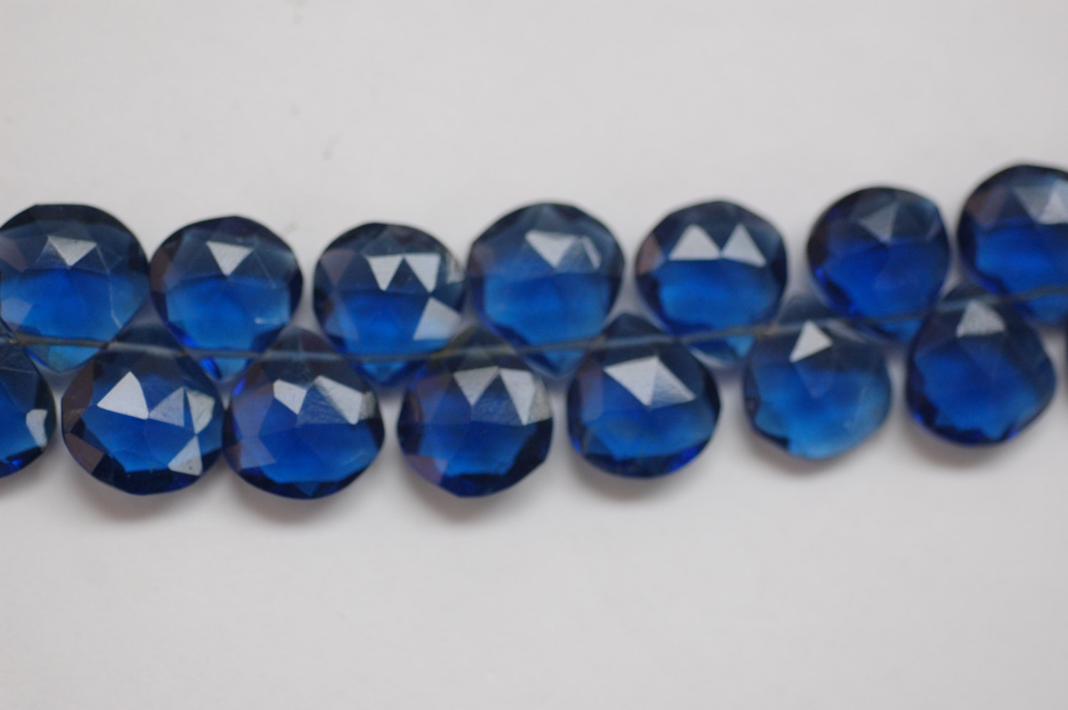 Dark Blue Hydro Quartz Hearts Faceted