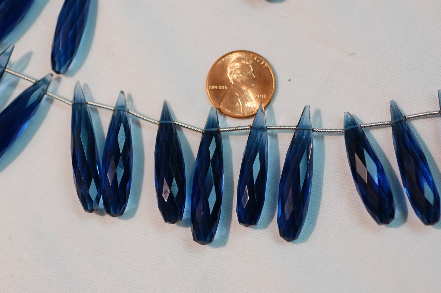 Dark Blue Hydro Quartz Long Drops Faceted