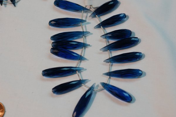 Dark Blue Hydro Quartz Long Drops Faceted