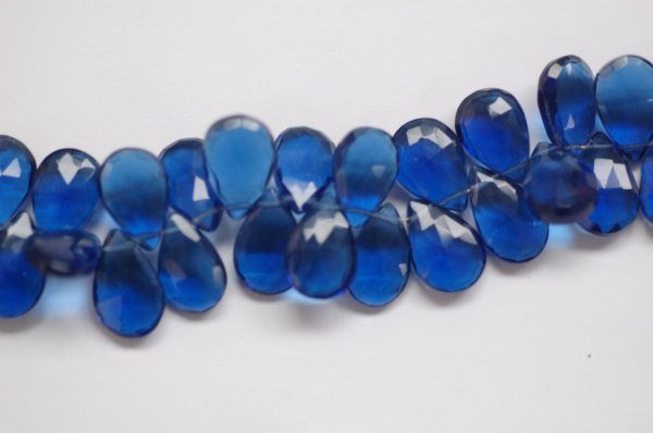 Dark Blue Hydro Quartz Pear Faceted