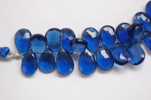 Dark Blue Hydro Quartz Pear Faceted