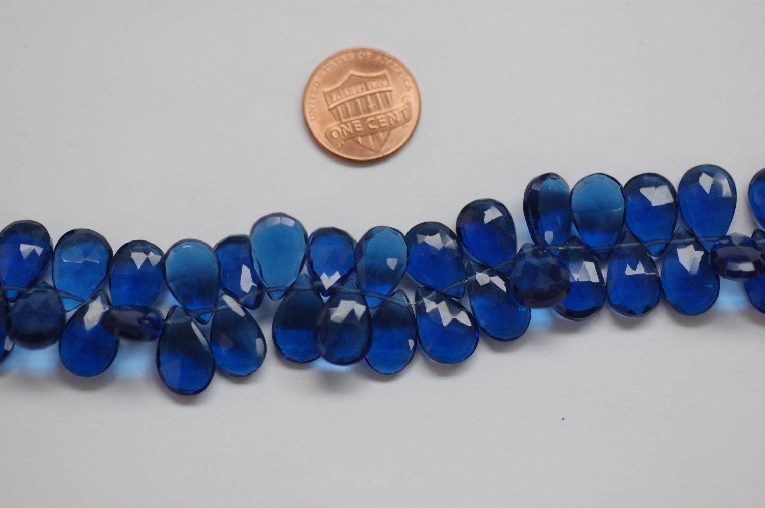 Dark Blue Hydro Quartz Pear Faceted