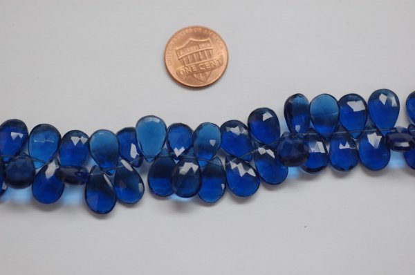 Dark Blue Hydro Quartz Pear Faceted