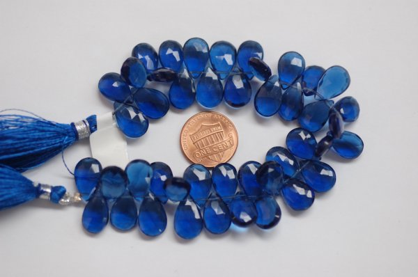 Dark Blue Hydro Quartz Pear Faceted