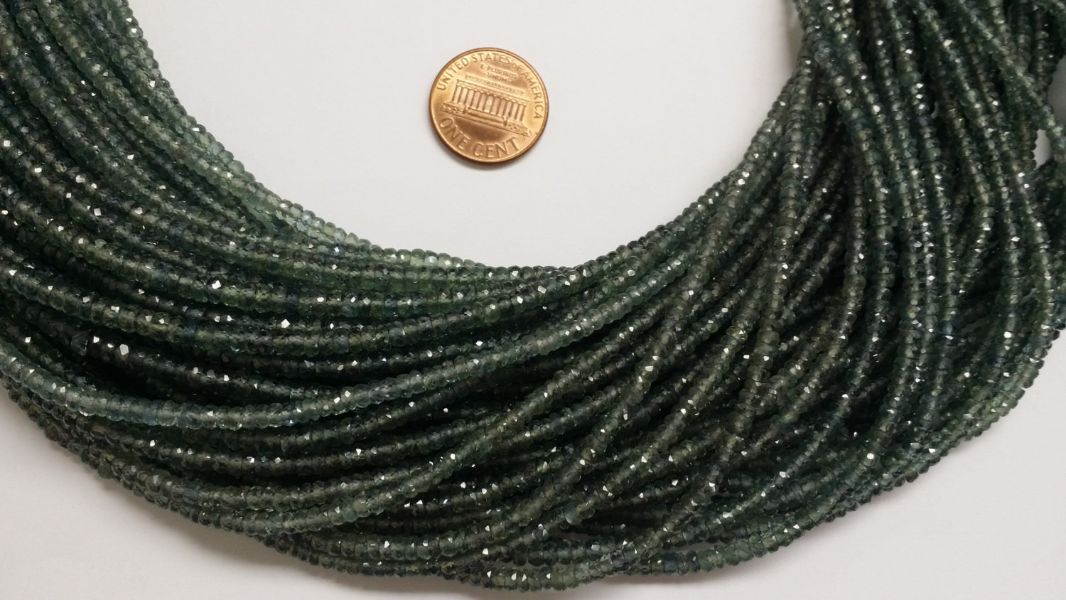 Dark Gray Green Sapphire Rondelle