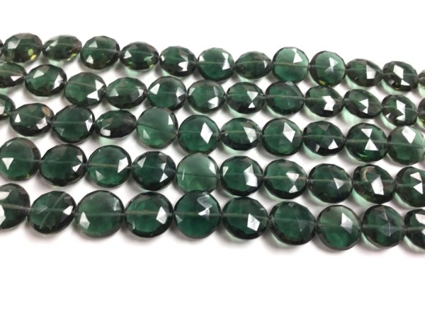 Dark Green Hydro Quartz Coins Faceted