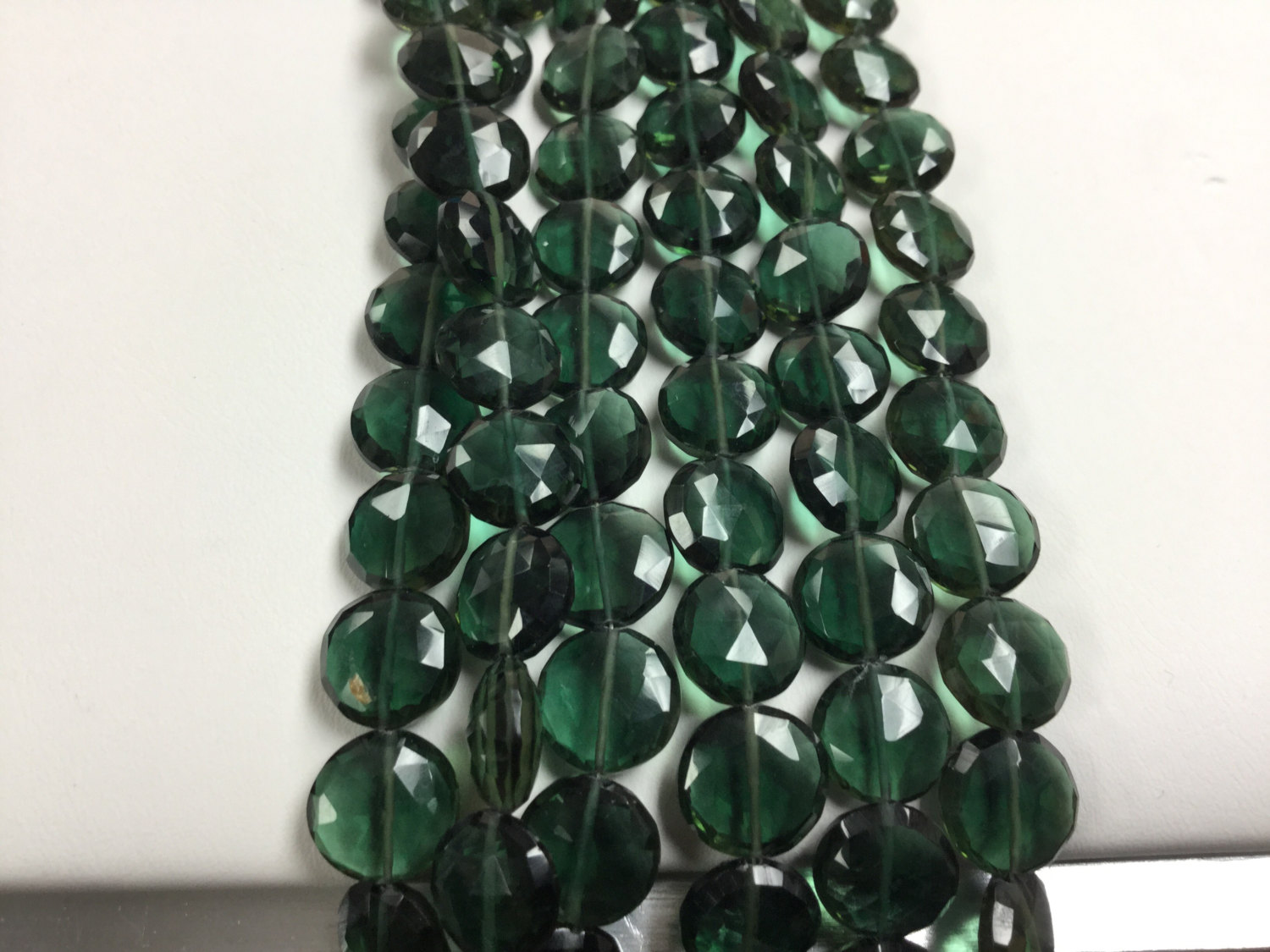 Dark Green Hydro Quartz Coins Faceted