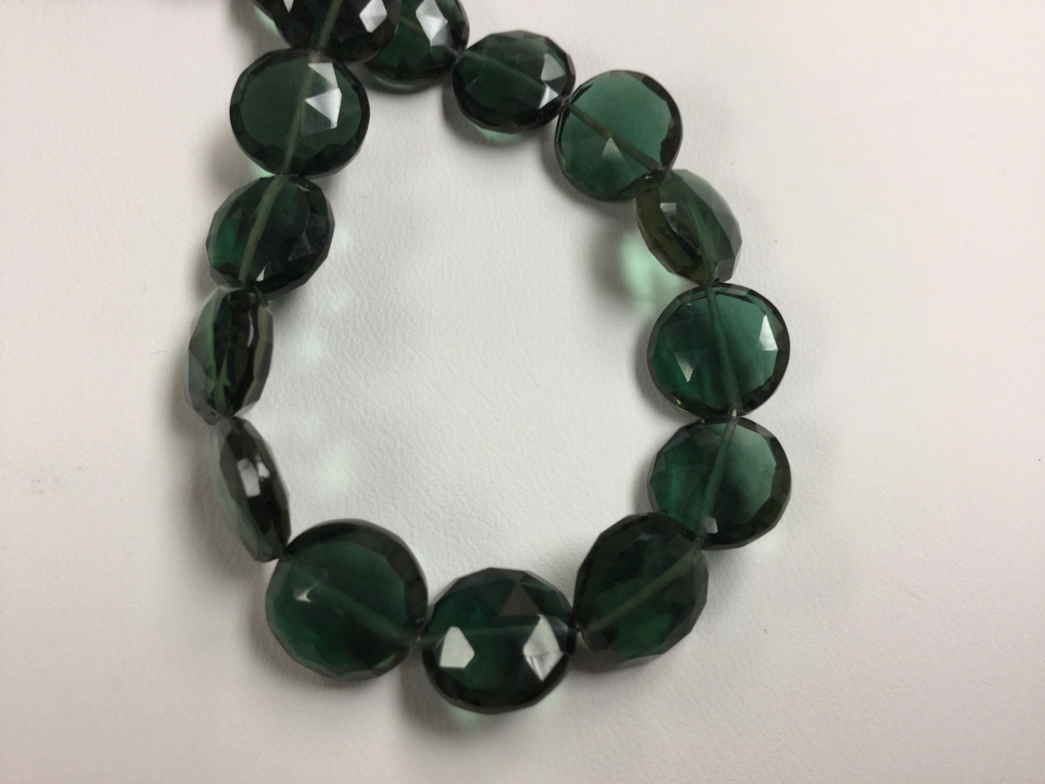 Dark Green Hydro Quartz Coins Faceted