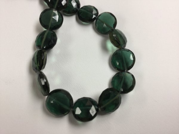 Dark Green Hydro Quartz Coins Faceted