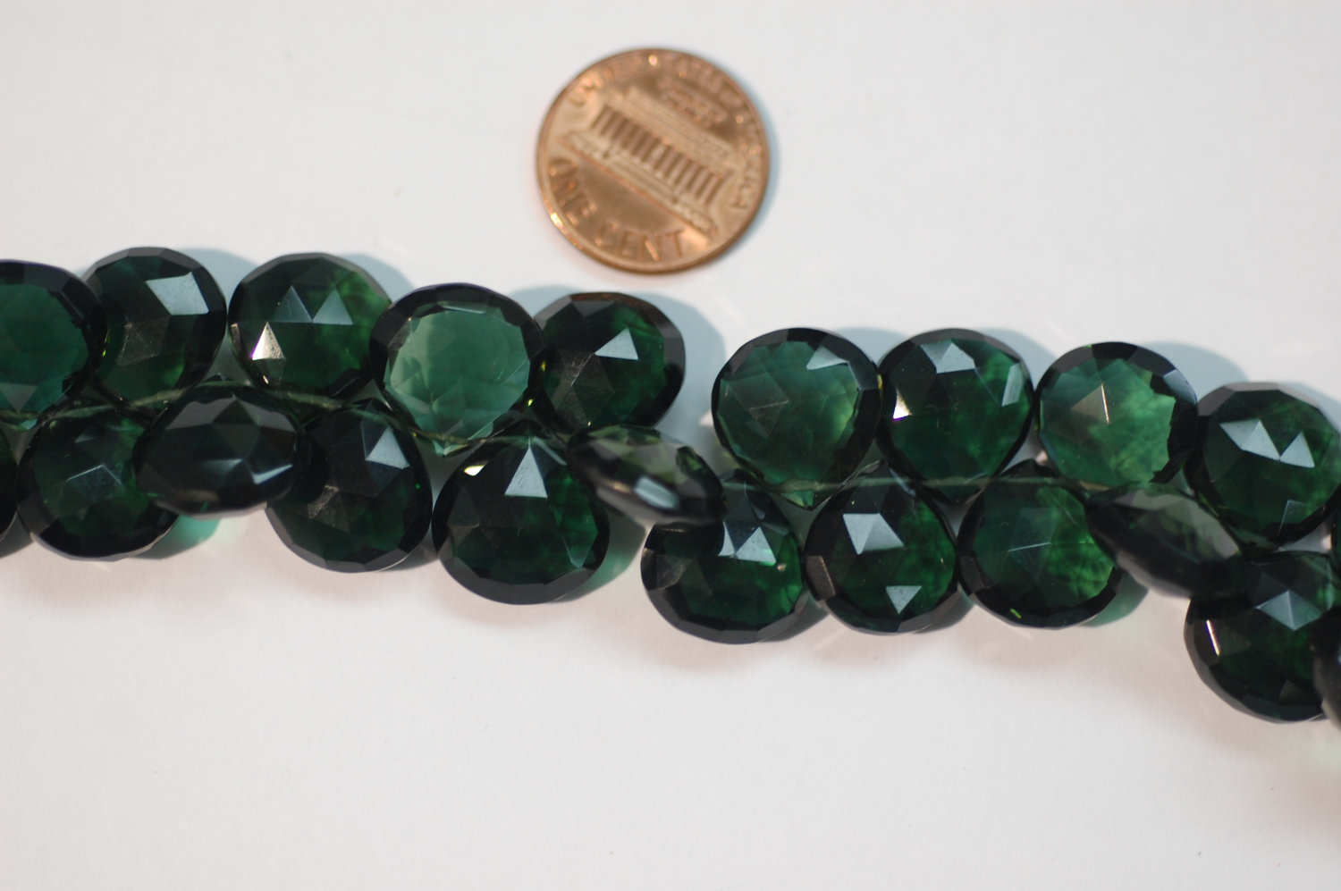 Dark Green Hydro Quartz Heart Faceted
