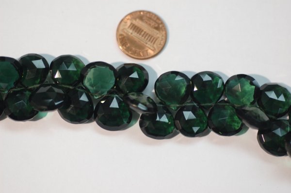 Dark Green Hydro Quartz Heart Faceted
