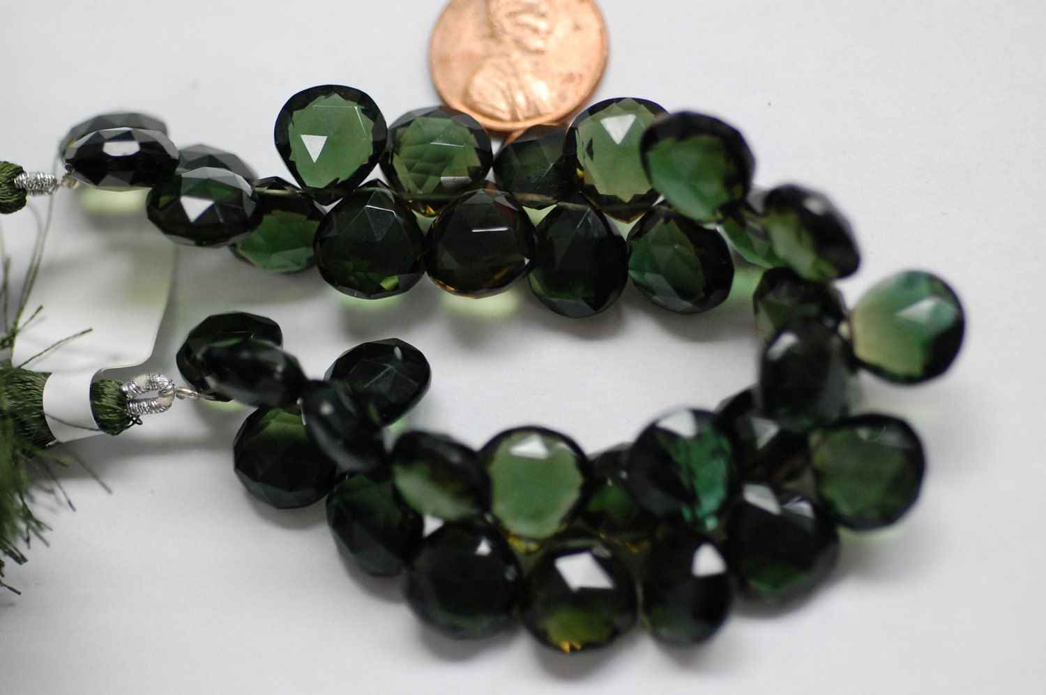Dark Green Hydro Quartz Heart Faceted