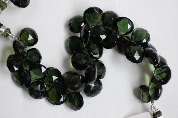 Dark Green Hydro Quartz Heart Faceted