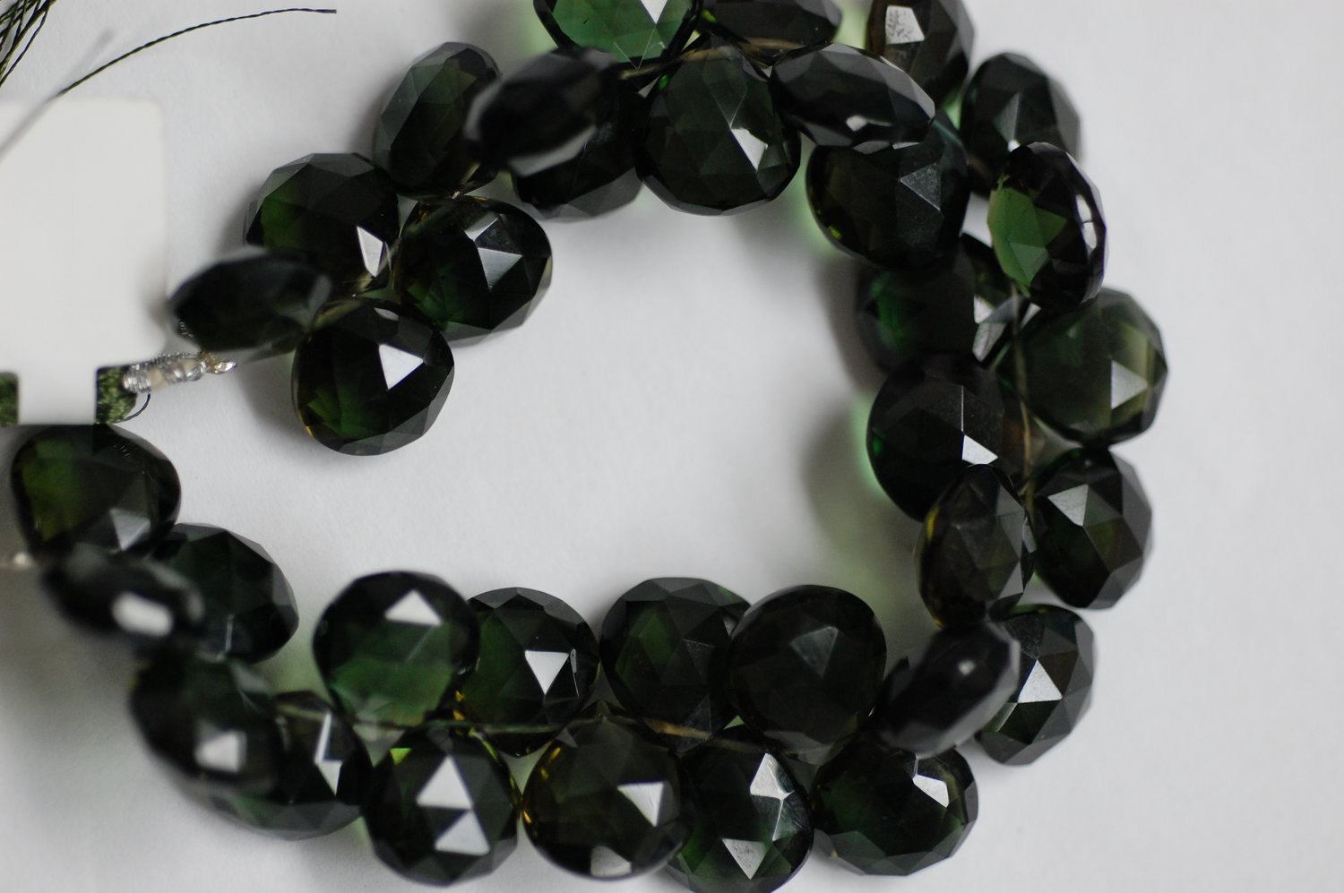 Dark Green Hydro Quartz Heart Faceted