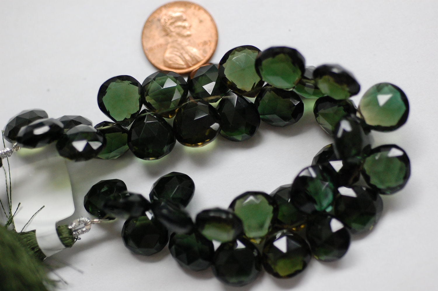 Dark Green Hydro Quartz Heart Faceted