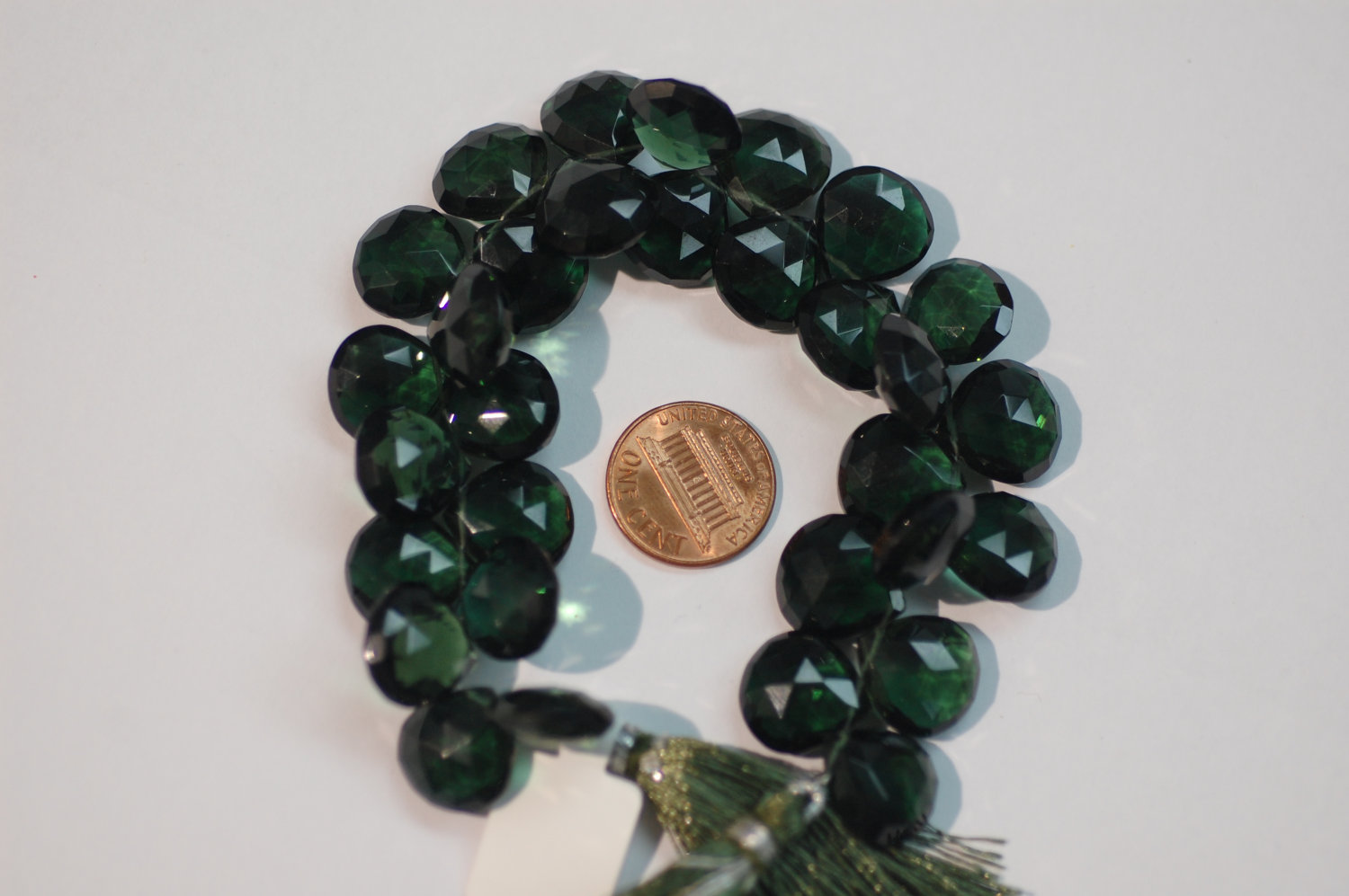 Dark Green Hydro Quartz Heart Faceted