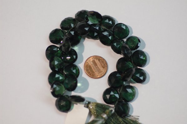 Dark Green Hydro Quartz Heart Faceted