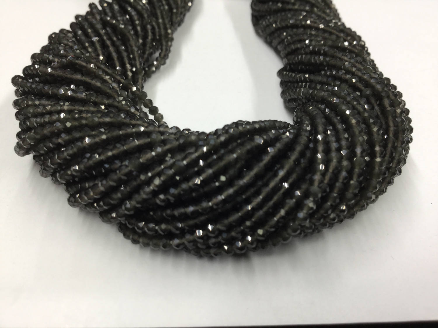 Dark Green Quartz Rondelles Faceted