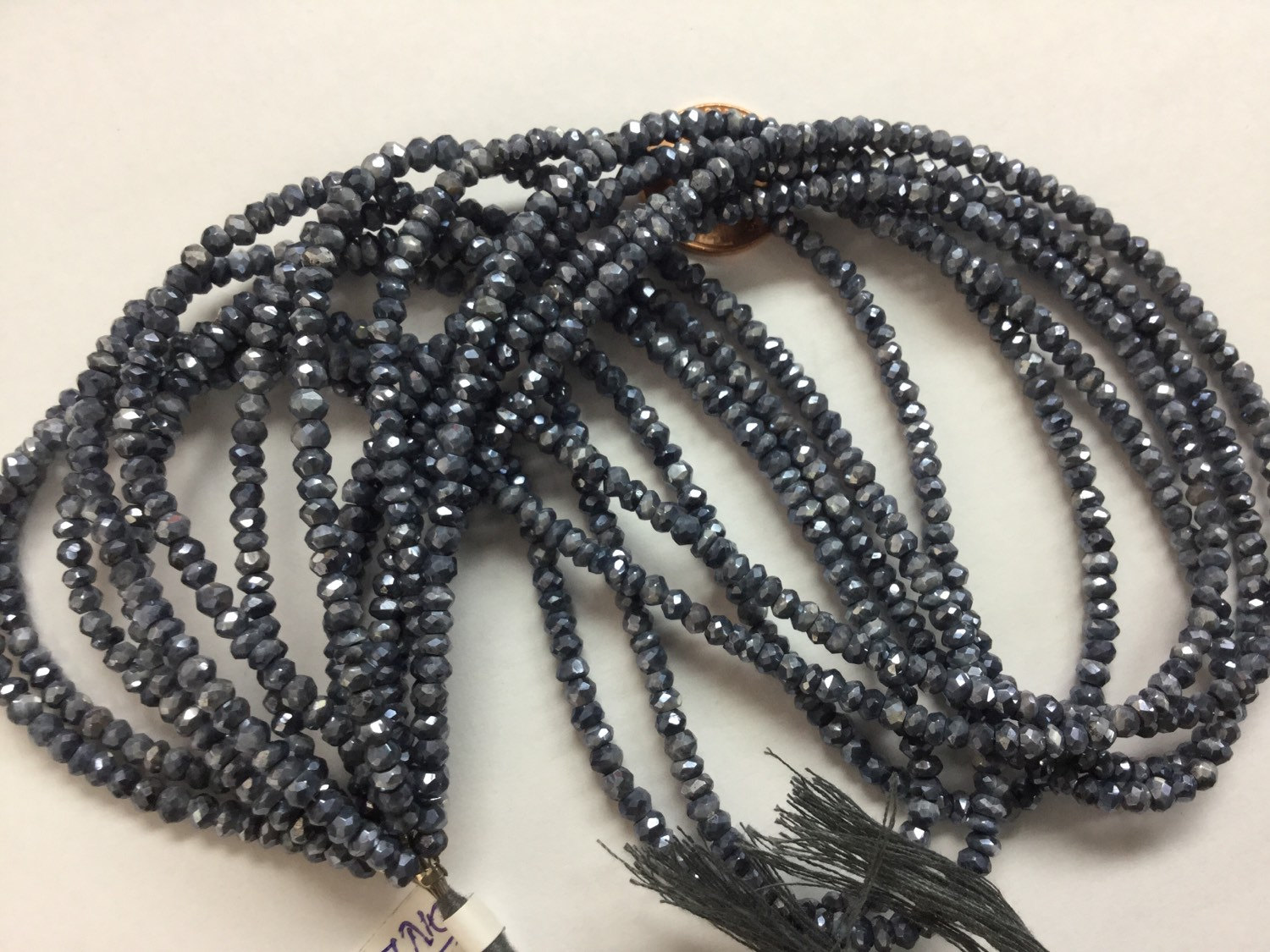 Dark Grey Corundum Rondelles Faceted