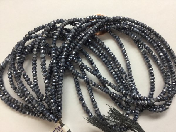Dark Grey Corundum Rondelles Faceted