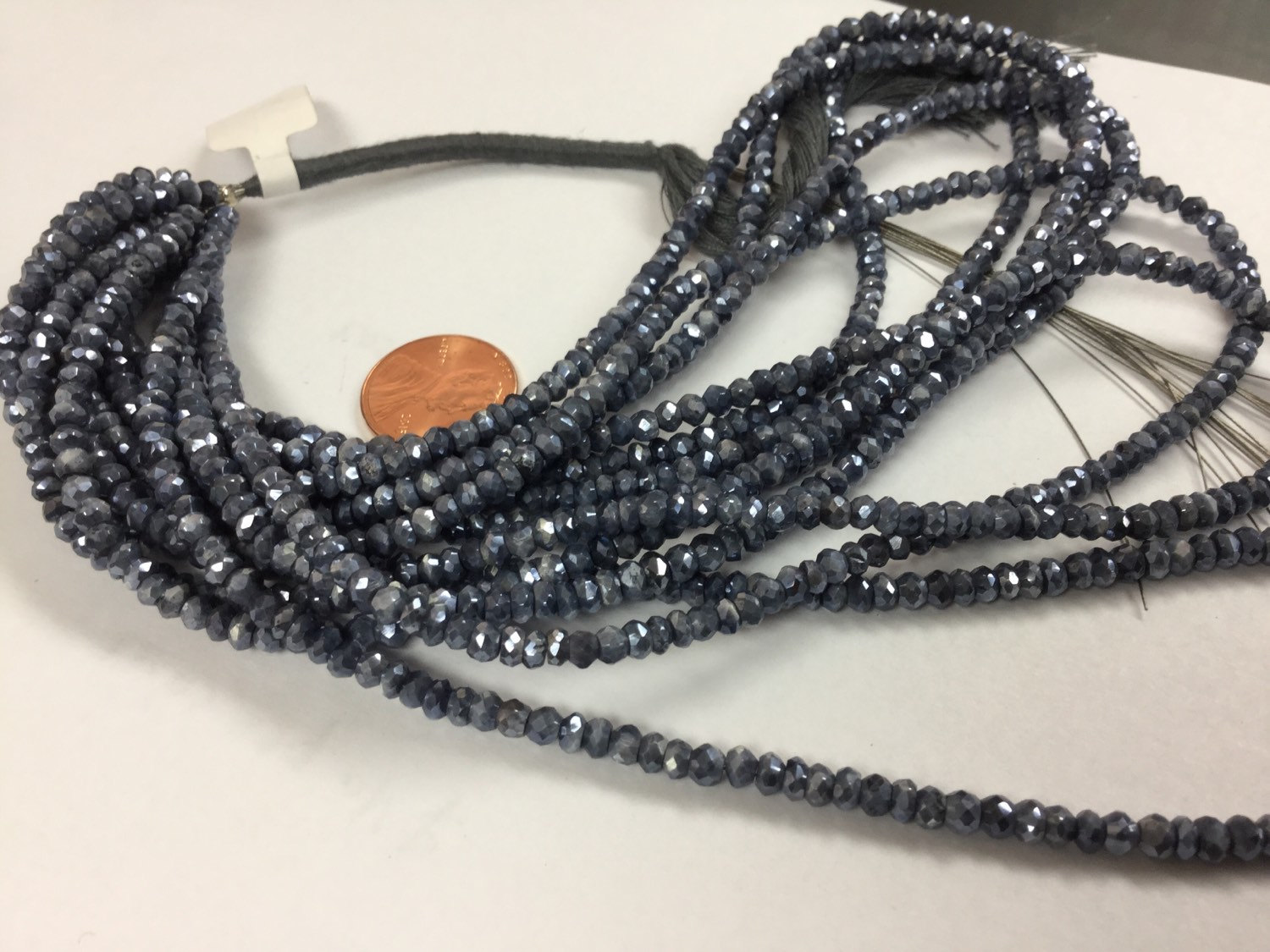 Dark Grey Corundum Rondelles Faceted