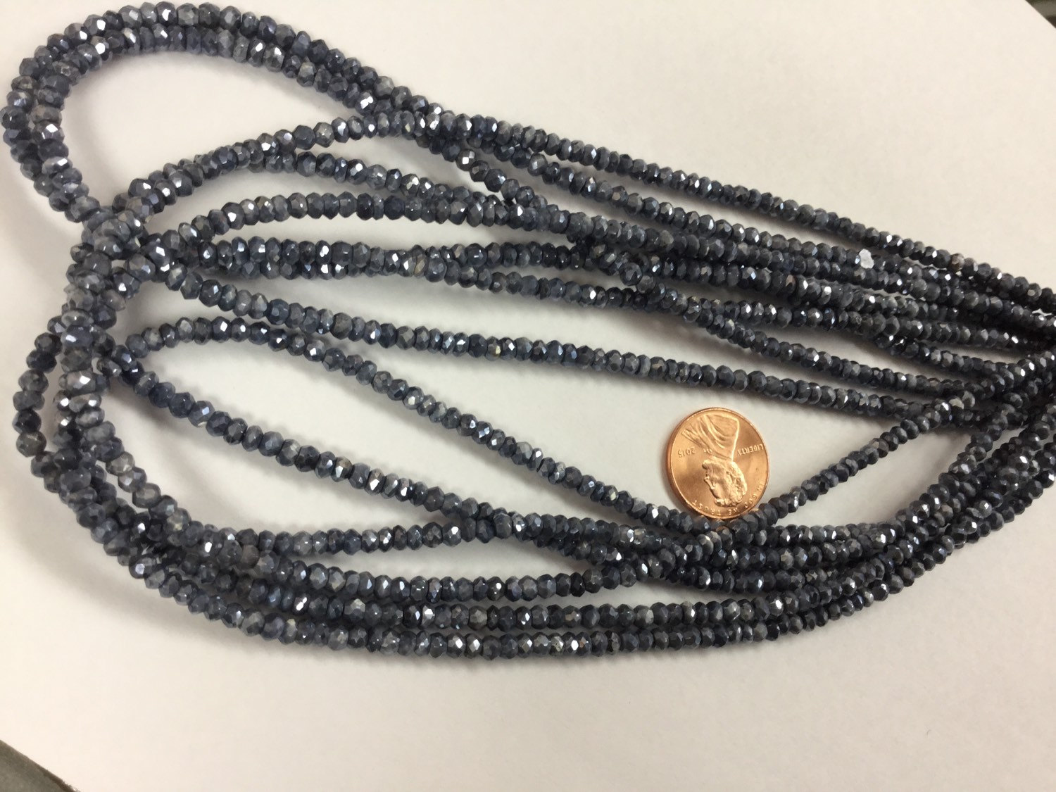 Dark Grey Corundum Rondelles Faceted