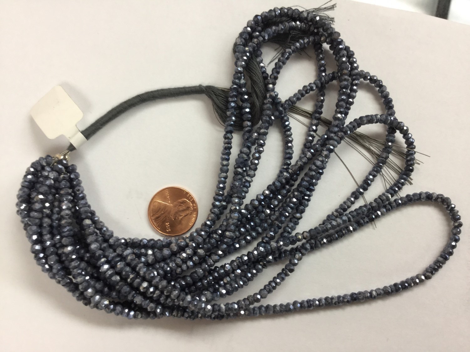 Dark Grey Corundum Rondelles Faceted