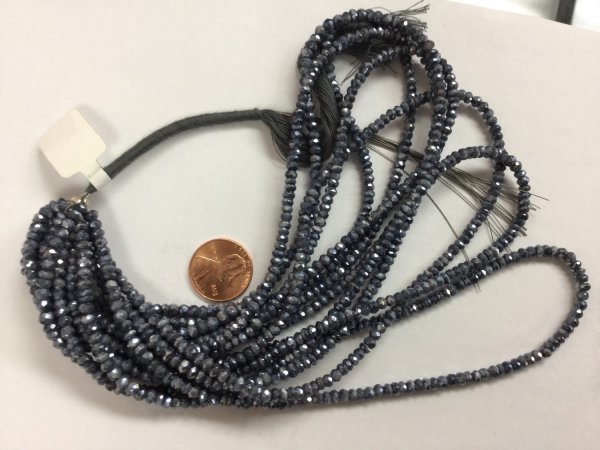 Dark Grey Corundum Rondelles Faceted