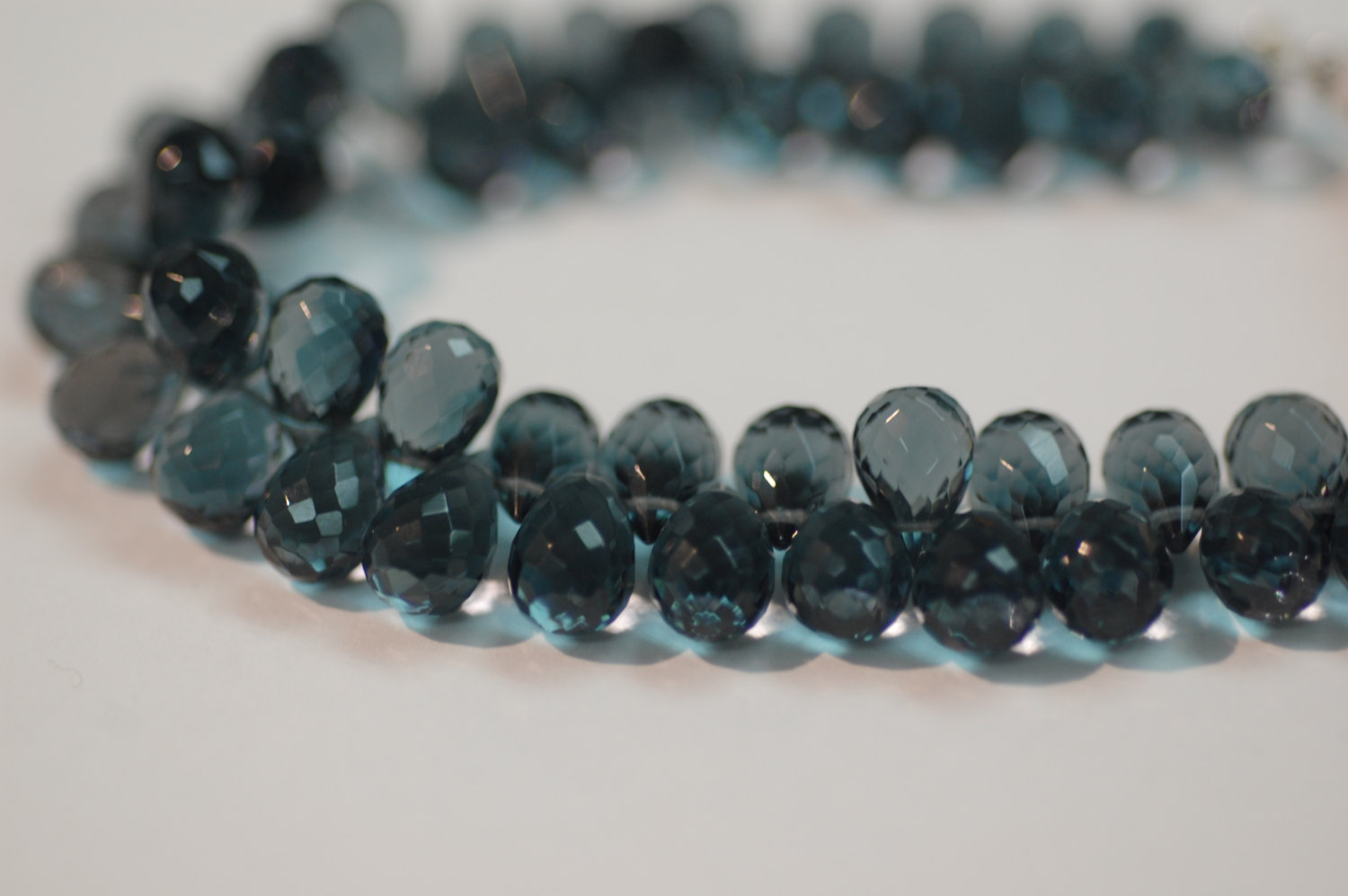 Dark Grey Hydro Quartz Drops Faceted