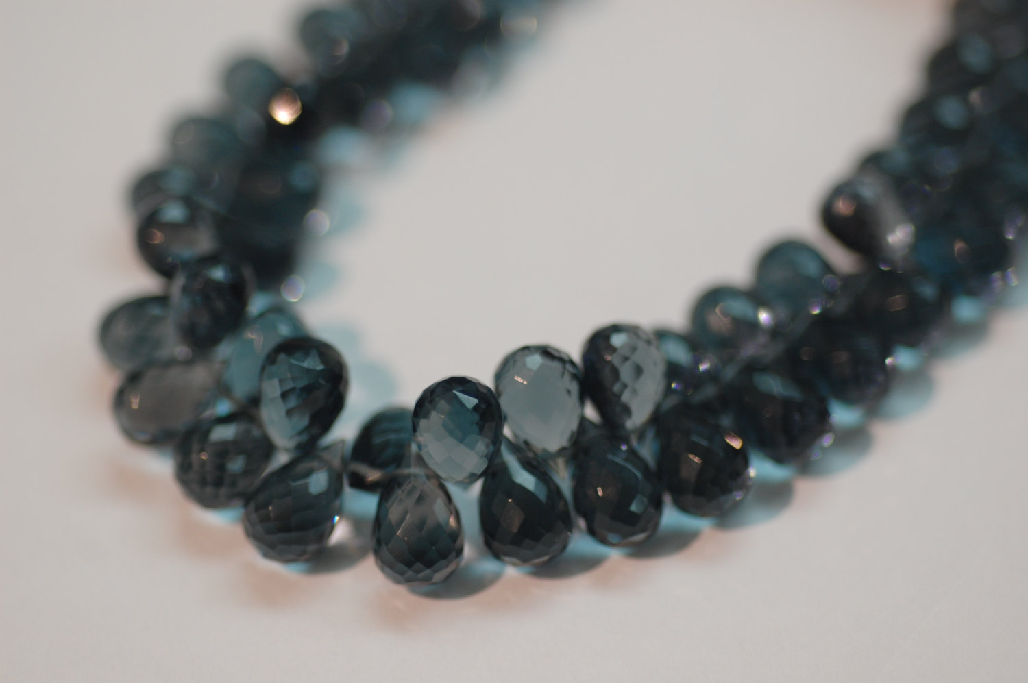 Dark Grey Hydro Quartz Drops Faceted