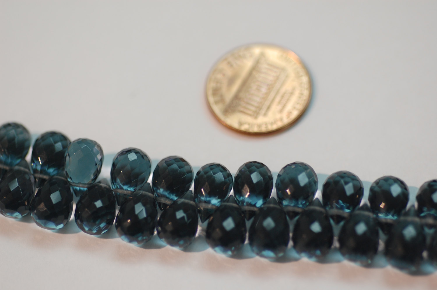 Dark Grey Hydro Quartz Drops Faceted